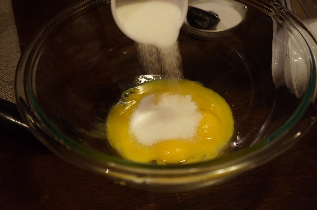 Tiramisu - mixing sugar with egg yolk